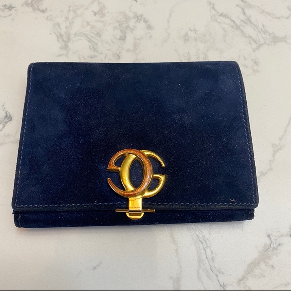 Gucci Vintage Blue Suede and leather Bi-fold wallet
